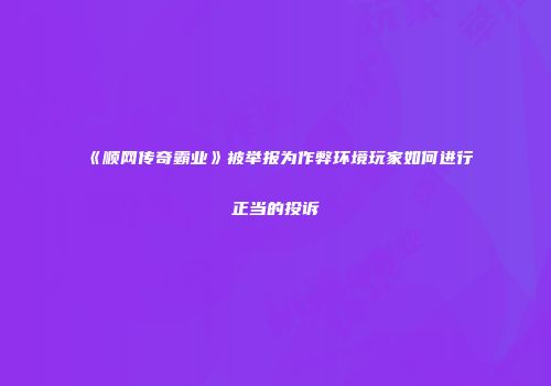 《顺网传奇霸业》被举报为作弊环境玩家如何进行正当的投诉