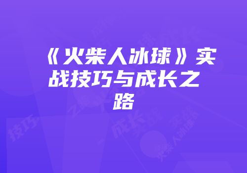 《火柴人冰球》实战技巧与成长之路