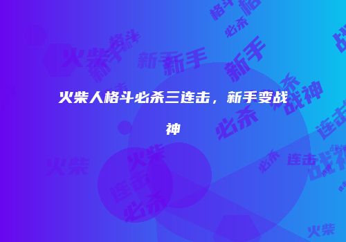 火柴人格斗必杀三连击，新手变战神