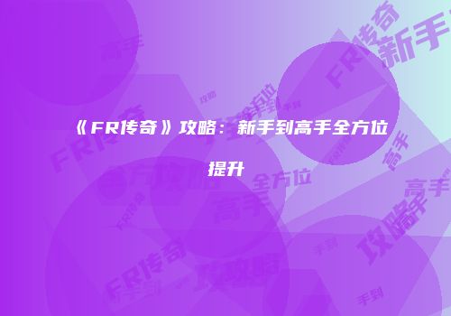 《FR传奇》攻略：新手到高手全方位提升