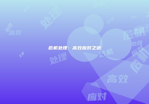 危机处理：高效应对之道