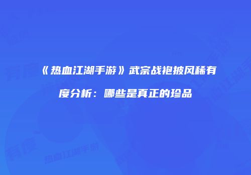 《热血江湖手游》武宗战袍披风稀有度分析：哪些是真正的珍品