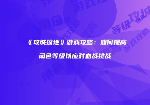 《攻城掠地》游戏攻略：如何提高角色等级以应对血战挑战