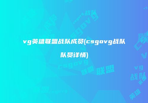 vg英雄联盟战队成员(csgovg战队队员详情)