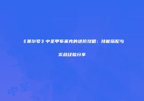 《赛尔号》中圣甲布莱克的进阶攻略：技能搭配与实战经验分享