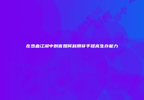在热血江湖中刺客如何利用穿手提高生存能力