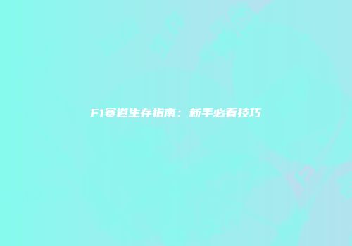 F1赛道生存指南：新手必看技巧