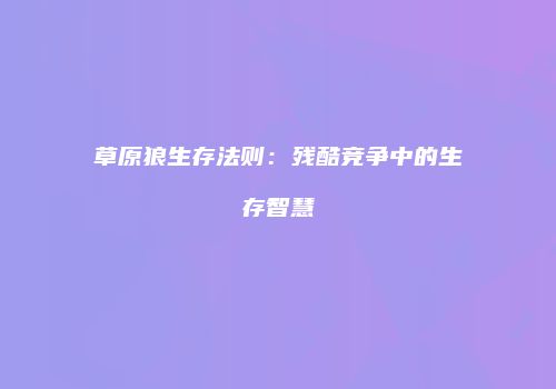 草原狼生存法则：残酷竞争中的生存智慧