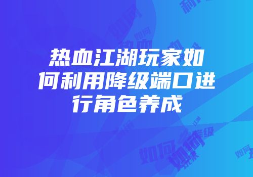 热血江湖玩家如何利用降级端口进行角色养成
