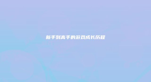 新手到高手的游戏成长历程