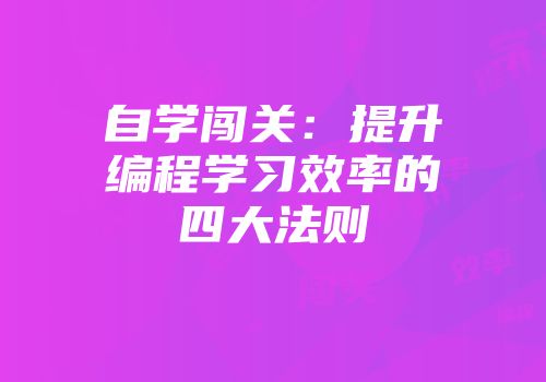 自学闯关：提升编程学习效率的四大法则