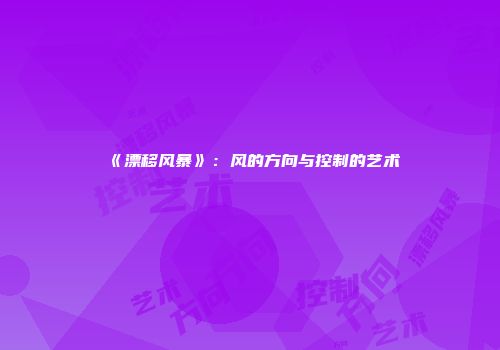 《漂移风暴》：风的方向与控制的艺术