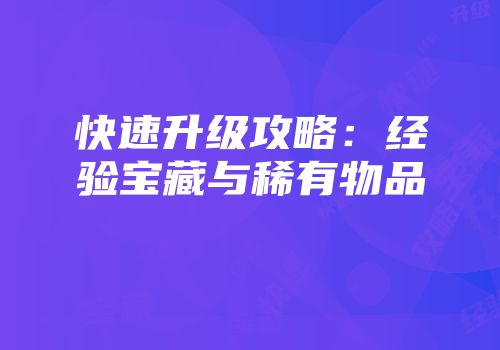 快速升级攻略：经验宝藏与稀有物品