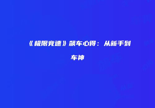 《极限竞速》飙车心得：从新手到车神