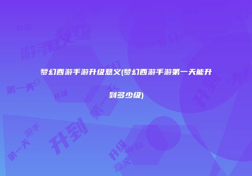 梦幻西游手游升级意义(梦幻西游手游第一天能升到多少级)