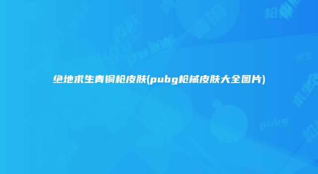绝地求生青铜枪皮肤(pubg枪械皮肤大全图片)