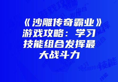 《沙雕传奇霸业》游戏攻略：学习技能组合发挥最大战斗力