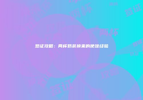 签证攻略：两杯奶茶换来的使馆经验