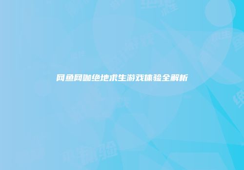 网鱼网咖绝地求生游戏体验全解析