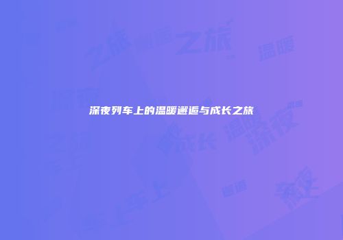 深夜列车上的温暖邂逅与成长之旅