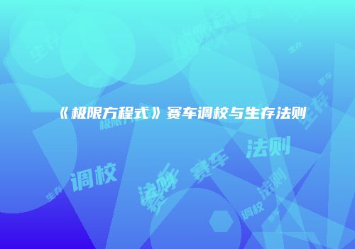 《极限方程式》赛车调校与生存法则