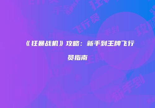 《狂暴战机》攻略：新手到王牌飞行员指南