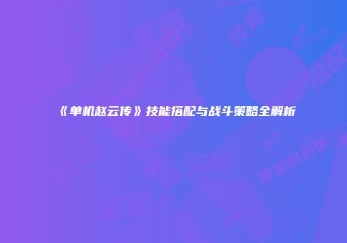 《单机赵云传》技能搭配与战斗策略全解析