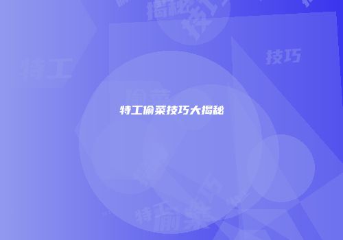 特工偷菜技巧大揭秘