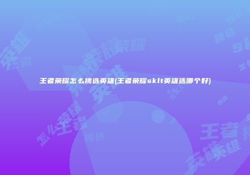王者荣耀怎么挑选英雄(王者荣耀sklt英雄选哪个好)