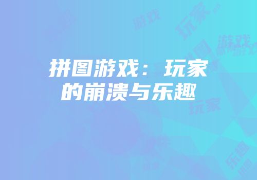 拼图游戏：玩家的崩溃与乐趣