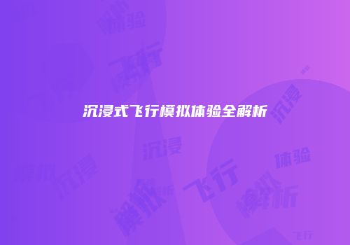 沉浸式飞行模拟体验全解析