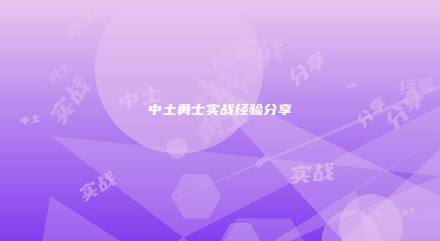 中土勇士实战经验分享