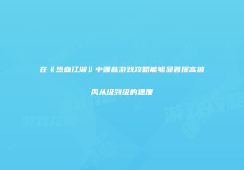 在《热血江湖》中哪些游戏攻略能够显著提高披风从级到级的速度
