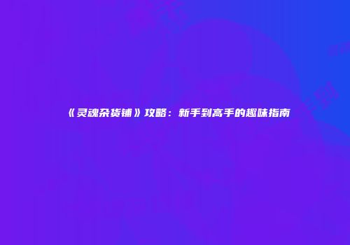 《灵魂杂货铺》攻略：新手到高手的趣味指南