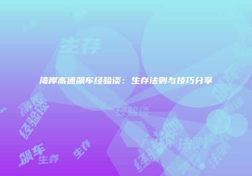 湾岸高速飙车经验谈：生存法则与技巧分享