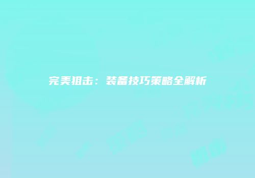 完美狙击：装备技巧策略全解析