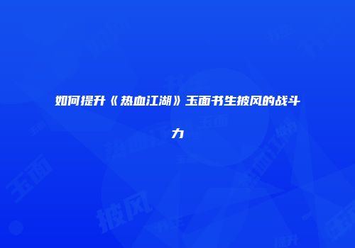 如何提升《热血江湖》玉面书生披风的战斗力