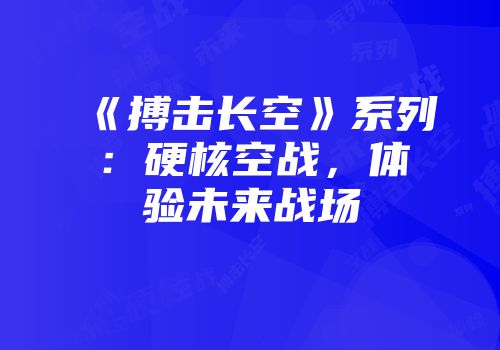 《搏击长空》系列：硬核空战，体验未来战场