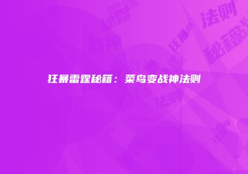狂暴雷霆秘籍：菜鸟变战神法则
