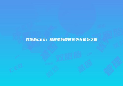 双胞胎CEO：基因里的管理优势与相处之道
