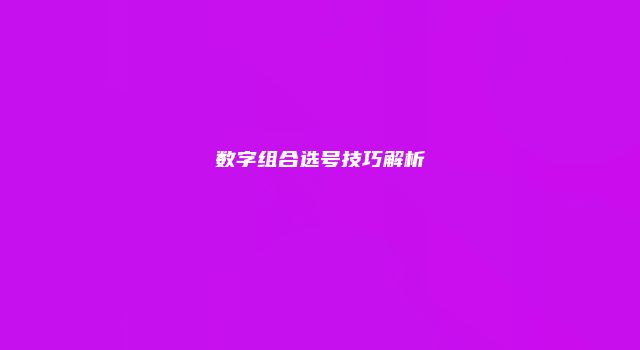 数字组合选号技巧解析