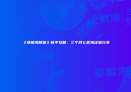《草帽海贼团》新手攻略：三个月七武海经验分享