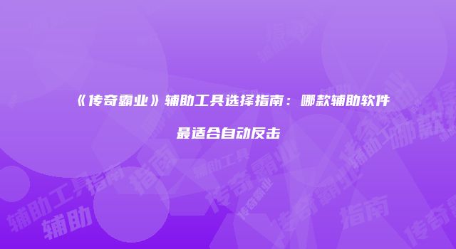《传奇霸业》辅助工具选择指南：哪款辅助软件最适合自动反击