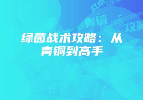 绿茵战术攻略：从青铜到高手