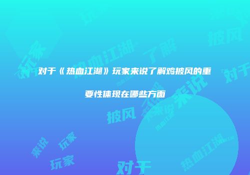 对于《热血江湖》玩家来说了解鸡披风的重要性体现在哪些方面