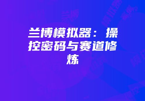 兰博模拟器：操控密码与赛道修炼