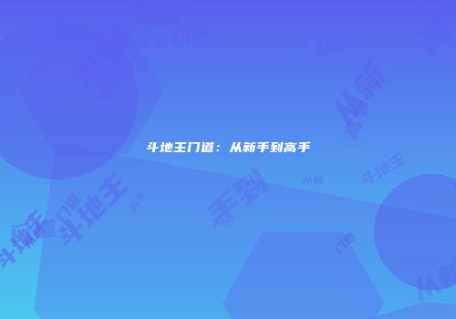 斗地主门道：从新手到高手