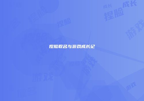 捏脸取名与游戏成长记