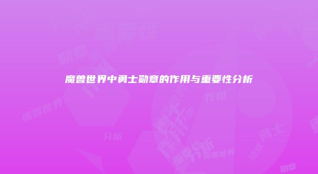 魔兽世界中勇士勋章的作用与重要性分析