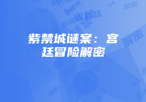 紫禁城谜案：宫廷冒险解密